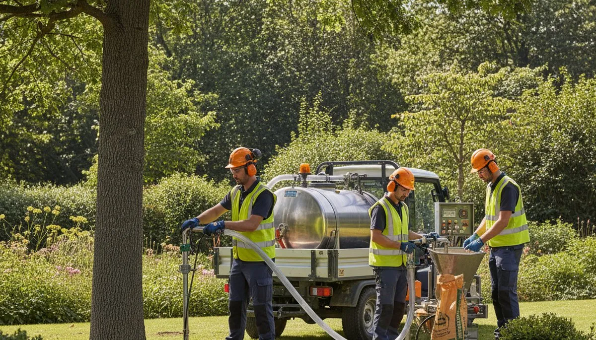 Lakeland, FL arborist applying tree fertilization services to improve tree health
