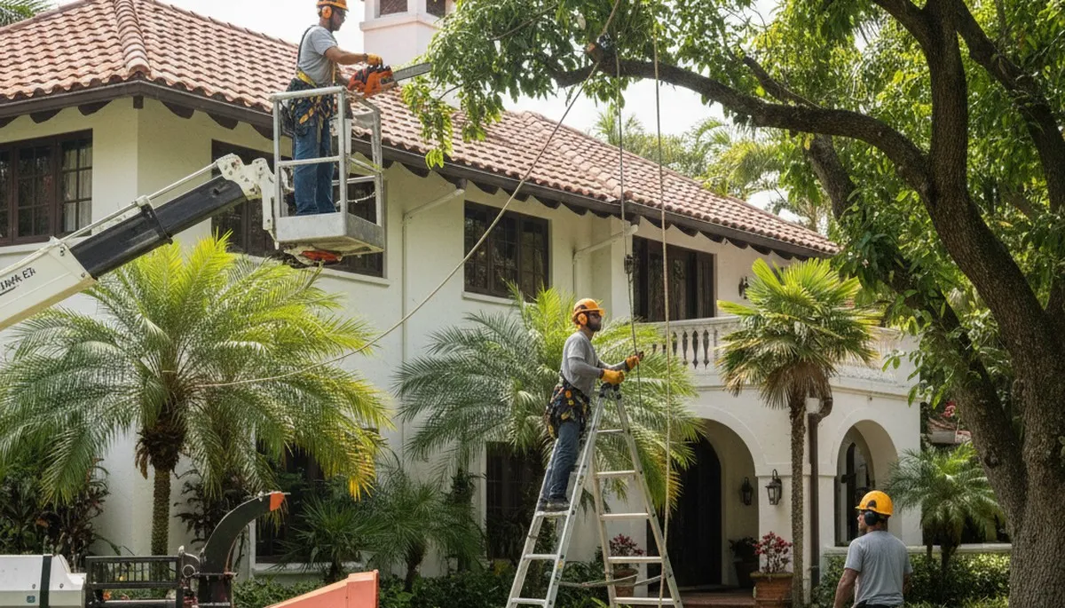 Tree service crew in Lakeland, FL providing professional tree trimming and removal for homeowners