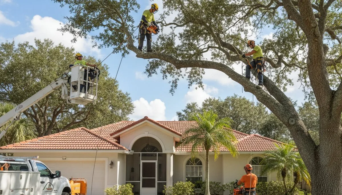 Tree service crew in Lakeland, FL performing professional tree care for local homeowners